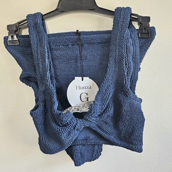 New Hunza G Jessica Navy Bikini 2 Piece Swimsuit Set NWT One Size - Picture 12 of 15